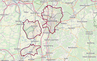 Kartenfragment zeigt topographische Details eines Gebiets mit Flüssen und Hügeln.