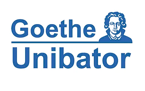 Logo "Goethe Unibator". Es zeigt das Porträt des Dichters Johann Wolfgang von Goethe.