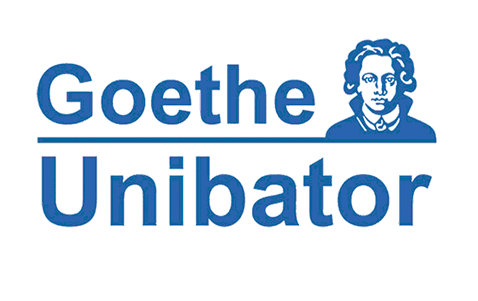 Logo "Goethe Unibator". Es zeigt das Porträt des Dichters Johann Wolfgang von Goethe.