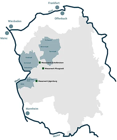 Deutschlandkarte mit eingezeichneten Städten und Flüssen.
