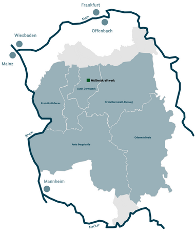Darstellung des Rheinkreises mit den Städten und Gemeinden.