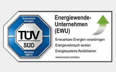 Logo des TÜV Süd "Energiewendeunternehmen".