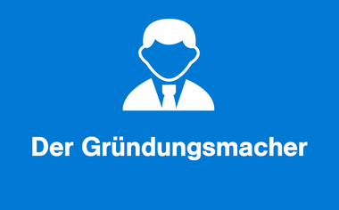 Grafik "Der Gründungsmacher". Es zeigt einen Mann im Anzug.
