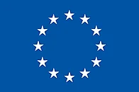 Das EU-Logo. 12 kreisförmig angeordnete Sterne auf blauem Hintergrund.