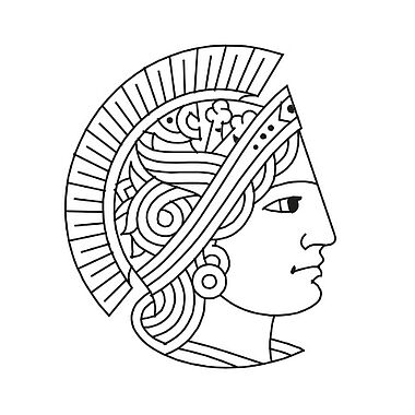 Logo der Technischen Universität Darmstadt. Porträt einer Frau mit Kopfschmuck, vermutlich eine römische Kaiserin.