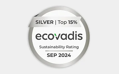 Silberne Auszeichnung "ecovadis" für Nachhaltigkeit.