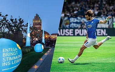 Fußballspieler schießt den Ball während eines Spiels.