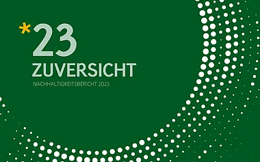 Titelbild des ENTEGA Nachhaltigkeitsberichts von 2023. Grafische Darstellung von Datenpunkten auf einem weißen Hintergrund.